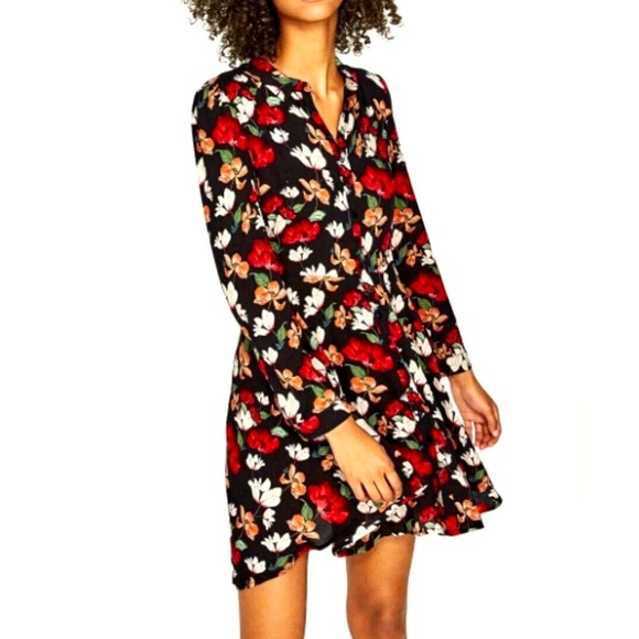 ZARA FLORAL SHIRT STYLE TUNIC DRESS - Picture 9 of 14